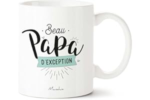 Manahia Mug Beau Papa Tasse Personnalisée - Beau papa d'exception - Avec Boite Kraft - 330 mL Céramique - Imprimé en France - Cadeau Beau Papa - Noël, Anniversaire Beau Père - Cadeau Fête des Pères