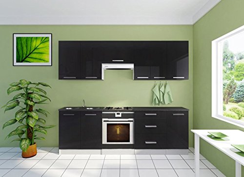 tendencio Cuisine en kit complète 2m40 Davina Noire laquée