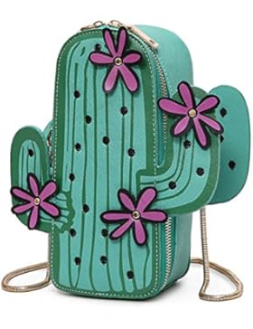 Aiffer Frau  3D Kaktus  Bestickte Schulter bag Niedlich  Tasche PU  Leder Kette Handtasche .