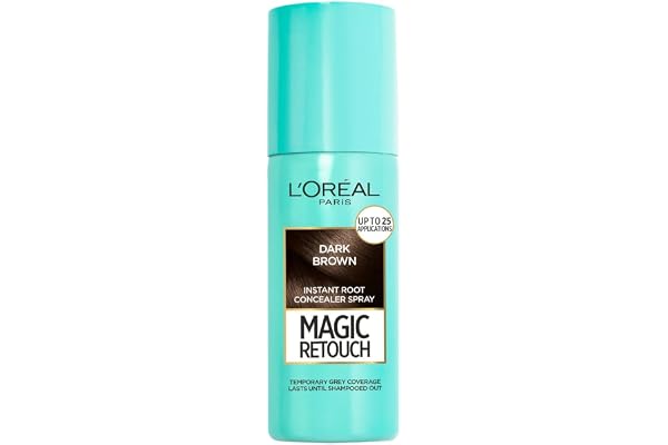 L'Oreal Paris Instant Root Concealer Spray, Ideal for Touching Up Grey Root Regrowth, Magic Retouch, 2 Dark Brown, 75ml