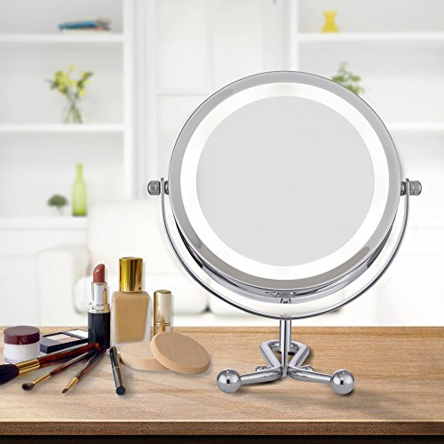 ALHAKIN LED Spiegel 1 /5-fach Vergrößerung 6 Zoll Kosmetikspiegel Tischspiegel - 6