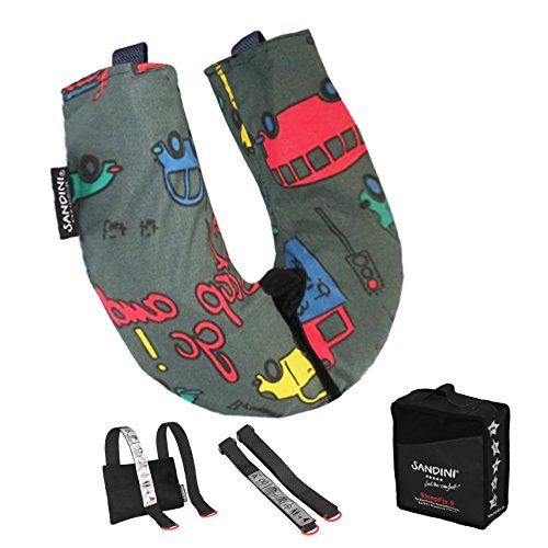SANDINI SleepFix S - Children Safety pillow - head support car/ bicycle - Complete set with pillowbag CARS – incl. FREE BAG