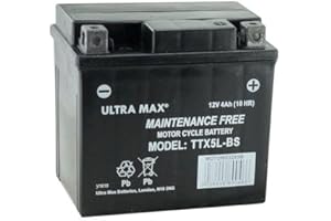 Ultramax TTX5L-BS 12v 4Ah 55 CCA Motorcycle, Motorbike, Powersports Battery