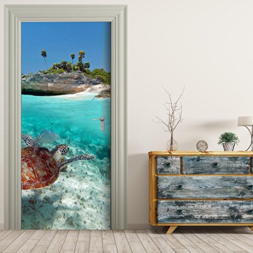 Türtapete selbstklebend TürPoster - MEER SCHILDKRÖTE - Fototapete Türfolie Poster Tapete