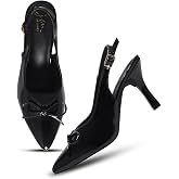 JM LOOKS Women's Pointed-Toe Slingback Heels with Bow Detail | Elegant and Comfortable for Parties and Events