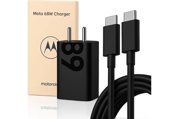 Motorola Original 68W TurboPower Fast Charger Adapter with 3.3 Ft Type-C to C Cable Compatible with Moto Edge Ultra Fusion Pro Neo Razr Stylus G Series(G86,G05,G85,G45,G35,G64,G84,G62,G54,G96)-Black