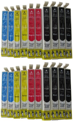 20 Druckerpatronen für Epson Stylus S22 SX125 SX130 sx235 SX235W sx420 SX420W sx435 SX435W sx440 SX440W / office BX305 BX305F BX 305FW 8 x schwarz 4 x blau 4 x rot 4 x gelb kompatibel
