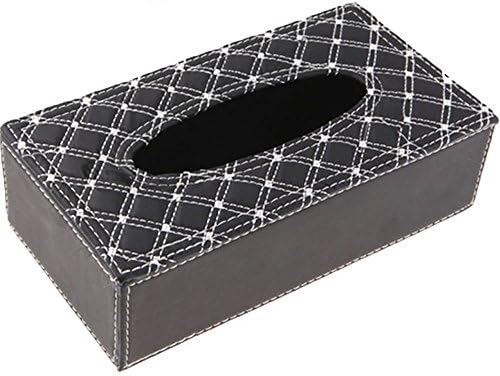 SOEKAVIA Portable Leather Rectangular Tissue Cover Box Holders Case Pumping Paper Car Hotel Home Gift (White-line)