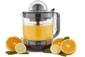 GEEPAS 25W Electric Citrus Juicer | Lemon Squeezer for Orange Lime Grapefruit | 1L Capacity Copper Motor with Bi-Direction Twist & Auto Start, BPA-Free Fresh Healthy Juice Daily | 2 Yr Warranty Black