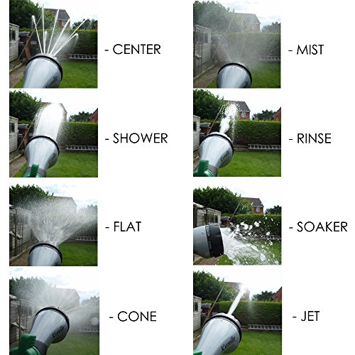 Garten-Handbrause / prühkopf von Kurelle; Hochdruck-Pistolengriffauslöser, 8 einstellbare Strahlformen, geeignet zum Autowaschen, Saubermachen, für die Bewässerung von Rasen und Pflanzen und ideal für das Waschen von Haustieren. - 3