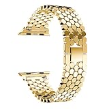 Gimartuk Armband für Apple Uhr/iWatch Serie 1/2, Edelstahl, Metallarmband, Ersatzarmband für Apple Watch, WF-305, Gold-B, 38 mm