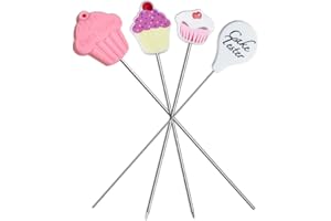 ANGELKISS Testeur de gâteau en acier inoxydable réutilisable avec sonde de gâteau, aiguilles de test de gâteau, bâton testeur de pain pour la cuisine et la boulangerie (Multi)