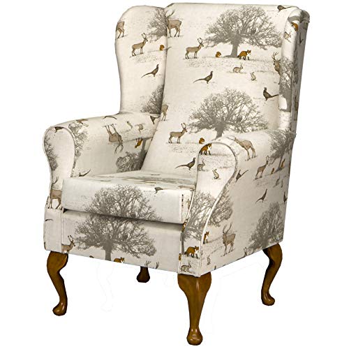 High Wingback Fireside Chair Tatton Autumn Print Fabric Seat Easy ...