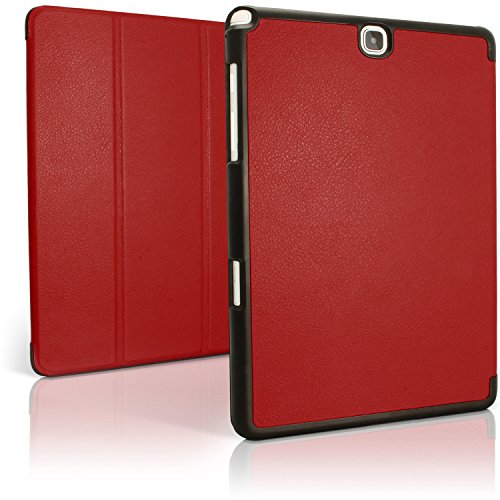 igadgitz Rot PU Ledertasche Hülle Smart Cover für Samsung Galaxy Tab A 9.7″ SM-T550 mit Multi-Winkel Betrachtungs + Auto Sleep/Wake + Displayschutzfolie - 2
