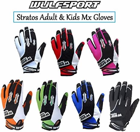 WULFSPORT STRATOS MOTORBIKE ADULT & KIDS MX GLOVES Motocross Sports Off Road Trials Enduro Quad Kart Dirt Bike Cycle ATV MTB BMX Race Adult & Junior Gloves (White,XS)