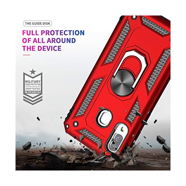 LeYi Funda Samsung Galaxy A40 Armor Carcasa con 360 Anillo iman, Rosa - Imagen 4