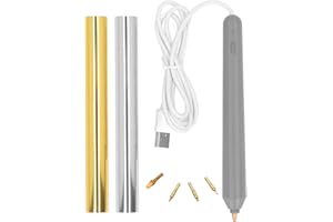 Hoite Heat Foil Pen USB Hot Embossing Stamping Pen Foil Quill Starter Kit with 4 Tips for Scrapbooking Card Making Wood
