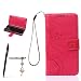 Produktbild Sony Xperia X Performance / XP Hülle, Sony Xperia X Performance / XP Schutzhülle, Alfort 3 in 1 Lederhülle Fashion Design Premium PU Leder Hohe Qualität Tasche Case Cover Kasten Abdeckung Wallet für Sony Xperia X Performance / XP 5.0" Smartphone Funktion Standfunktion Unterstützte Telefone und Magnetverschluss mit Schmetterling ( Rote ) + Alfort Schwarz Stylus Pen + Netter Staub Stecker