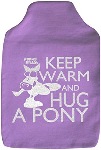 Funky Filly® Girls Hottie ‘Keep Warm And Hug A Pony’ Cute Soft Cotton Hot Water Bottle COVER Purple, Size 35 cm x 24 cm