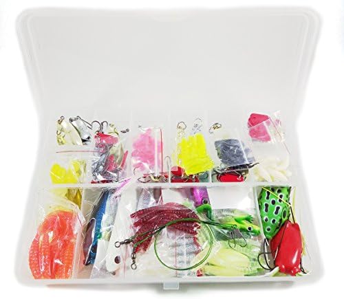 Lures Kit Fishing Baits 6 Hard Lures + 68 Soft Lures (Grubs Tubes Worms Craws Crickets) + 50 Terminal Tackles (Jigheads Hooks Beads Rings Swivels)