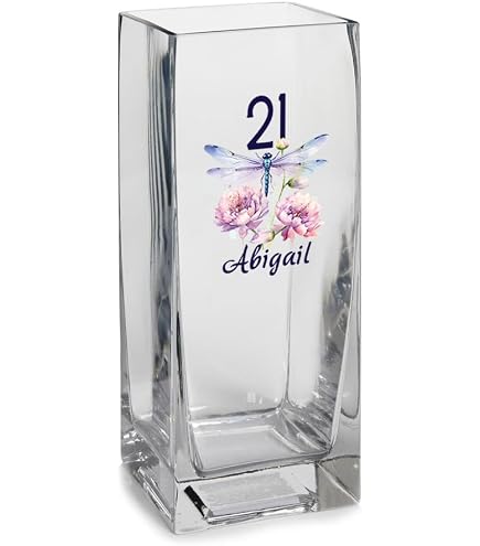 Vaso In Vetro Decorativo Leonardo Blossom & Dragonfly, Con Motivi Di Fiori E Libellula, Multicolore, 1 Pezzo
