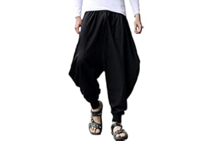 AITFINEISM Pantaloni Harem da Uomo Comodi Pantaloni Elastici in Vita Moda Tinta Unita Casual Yoga Hippies Pantaloni