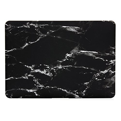 HASESS Schwarz und Weißer Marmor Muster Gummi Coated Schutz Hülle Case Schale Abdeckung für 13 Zoll Apple MacBook Air 13.3" (Modell A1369 / A1466 + Klar TPU Tastatur Abdeckung + Klar LCD-Schirm-Schutz - Schwarz und Weiß Marmor
