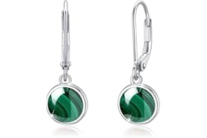 JFASHOP Orecchini in malachite Argento 925 Orecchini a cerchio rotondi per donne Ragazze Orecchini in malachite Gioielli in malachite Regalo di Natale per donne Bambini Mamma Moglie Fidanzata Figlia