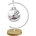 Fosinz Ornament Display Stand Wood Iron Hanging Stand Holder for Hanging Glass Globe Air Plant Terrarium Ball Christmas Ornament Home Wedding Decoration (White)
