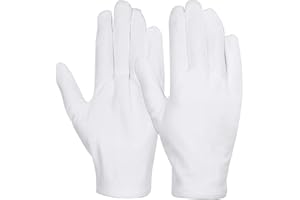 Weiße Baumwollhandschuhe, Anezus 6 Paar Baumwollhandschuhe, große Stoffhandschuhe für Frauen, trockene Hände, Ekzeme, feuchtigkeitsspendend, Servieren, Archivreinigung, Münzschmuck,