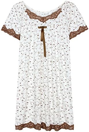 Summer's Tencel floral print short sleeved nightdress/Lady comfortable pajamas/ family-friendly summer dress-A M