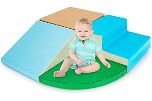 DREAMADE Module de Motricité en Mousse pour Enfant, Blocs de Construction avec Escalier et Toboggan à Différentes Formes & Couleurs, Jouets Éducatifs pour Maison, École Maternelle (Multicolore2)