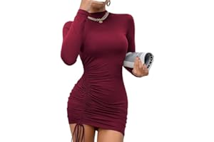 Rongseng Vestito Donna Elegante Maniche Lunghe Sexy Mini Abito Elasticizzato Aderente Abiti Casual Bodycon Dress Solid Vestiti de Discoteca Sera Cocktail Party Tubino Autunno Inverno