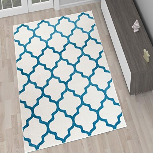 Tapiso Trellis Rugs For Living Room White Beautiful Moroccan Carpet 60 x 100 cm (2ft x 3ft3")