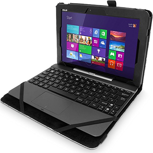 igadgitz ‚Vintage Kollektion‘ Pink auf Schwarz Blumen PU Ledertasche Hülle Folie für Asus Transformer Pad TF103C 10.1 Zoll mit Multi-Winkel Betrachtungs + Stylus-Stift Elastischen Halter + Displayschutzfolie - 4