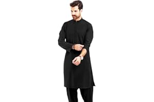 Clossy London Pflegeleichtes Shalwar Kameez für Herren, einfarbig, schwarz, weiß, pakistanisch, indischer Punjabi Kurta Salwar Anzug Freizeitkleid für Sommer, Winter für Herren SM LXL Größe