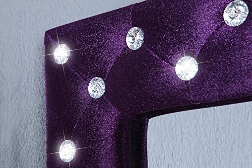 Großer Wandspiegel BOUTIQUE 170×60 lila Samt mit Strassknöpfen - 8