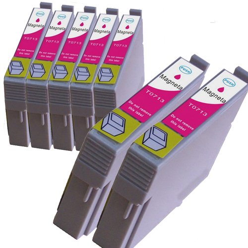 N.T.T.® 7x Stück XL Tintenpatronen kompatibel zu T713 M Magenta / Rot - SX115 D120 D78 D92 DX4000 DX4050 DX4400 DX4450 DX5000 DX5050 DX6000 DX6050 DX7000f DX7400 DX7450 DX8400 DX8450 DX9200 DX9400f B40w Office BX300F Office BX310fn Office BX510 Office BX600fn Office BX610fn Office BX610fw S20 S21 SX100 SX105 SX110 SX200 SX205 SX210 SX215 SX400 SX400wifi SX405 SX405wifi SX410 SX415 SX425 SX 510w SX515 SX515w SX600 fw SX610fw