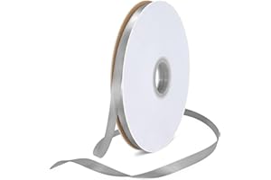 BEALIF 91m Silver Grey Satin Ribbon 6mm Silver Fabric Thick Ribbon for Hair Bows, Gift Wrapping, DIY Sewing Project, Wedding Birthday Xmas Decoration (Silver)