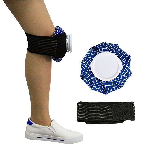 Ice Bag, BELLESTYLE Hot Cold Reusable Ice Bag Pack with Wrap Around Velcro Extension Band Refillable Instant Ice Pack for Fast First Aid Sports Injuries Pain Relief and to Reduce Swelling-Blue Checker