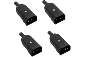 Powice 4 pcs Kaltgerätestecker AC 250V C14,Kaltgerätebuchse, Buchse Stromanschluss 10A 3 Polig IEC 320 Kaltgerätestecker für Computer Netzanschluss-Verlängerung,Kaltgeräteverlängerung,Männlicher Kopf