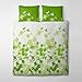 Produktbild 3 tlg. etérea Premium Baumwolle Bettwäsche Übergröße Osaka Schmetterlinge Blumen Jade Lime Grün Weiss - 200x200 cm, 2 Stück 80x80cm