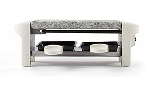 LIVOO DOC156W Appareil à Raclette 2 Personnes | Grill Pierre en Granite Amovible | Revêtement antiadhésif | 350 Watts
