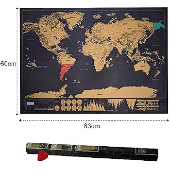 Carte Du Monde à Gratter XXL - Poster Voyage 82x45cm - Grattez Les Pays Visités - Cadeau Globe-trotteur