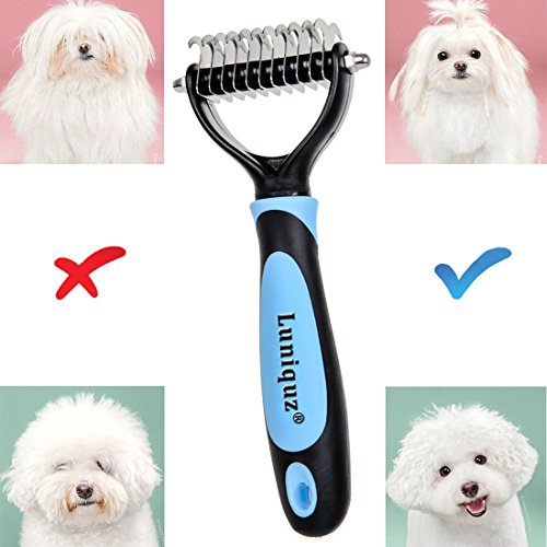 Luniquz-Dog-Dematting-Brush-Pet-Hair-Comb-Grooming-Knots-Matts-Rake-Remover-Double-sided-Teeth-of-Stainless-Steel-Ergonomic-Anti-skid-Handle
