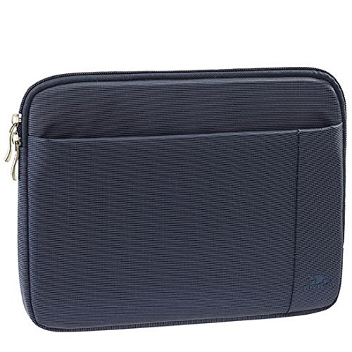RIVACASE Tablet Tasche bis 10.1“ – Superflaches Case mit Außentasche und asymmetrischen Doppelreißverschlüssen - Blau