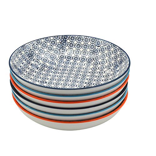 Nicola Spring Patterned Porcelain Pasta Bowls 3 Designs Set of 6 Pome
