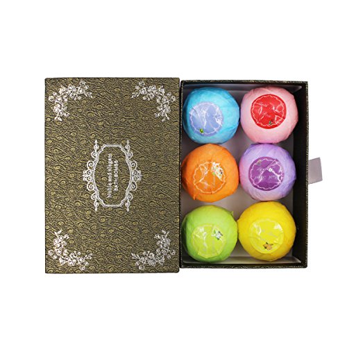 sunzeally Badekugeln Geschenk Set – 6 handgefertigt Spa Fizzies Badekugeln – lindert Schmerzen & befeuchtet trockene Haut