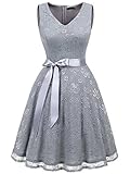 Stoff: Spitze und Elasthan IVNIS RS90025 Damen Ärmellos Vintage Spitzen Abendkleider Cocktail Party Floral Kleid Grey2 XS