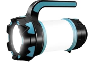 LETRADE Rechargeable Camping Light, Camping Lantern with 1000 Lumen, Multi-functional LED Camping Torch with 6 Modes Waterproof Outdoor Spotlight Searchlight Flashlight for Emergency Power Cuts Hiking Fishing